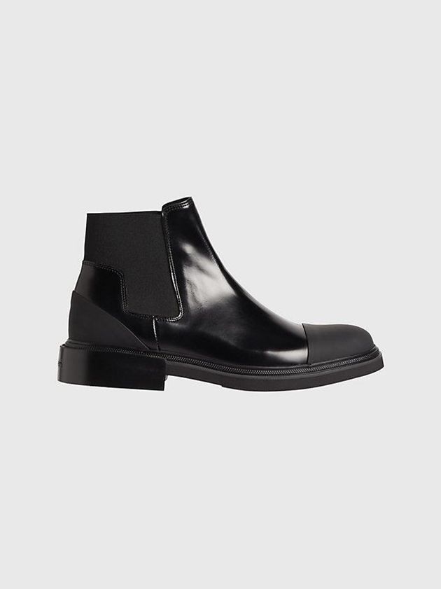 Calvin Klein USA Leather Chelsea Mens Boots Black 3602874-OV